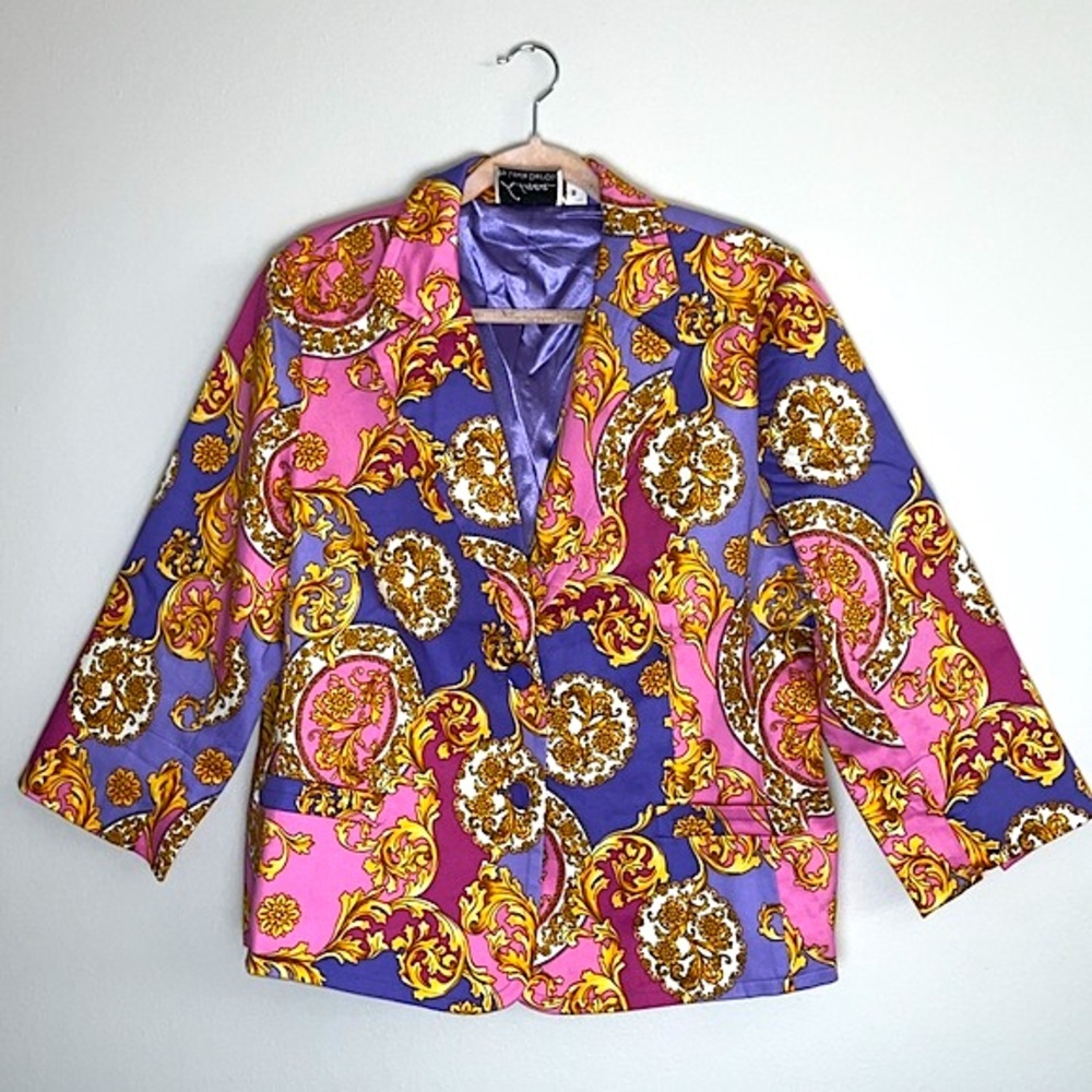 Vintage Linea by Louis Dell’Olio Cotton Paisley Blazer XL - Picture 4 of 11
